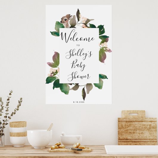 schattig hert floral baby shower welkomstteken poster (Keuken)
