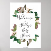 schattig hert floral baby shower welkomstteken poster (Voorkant)
