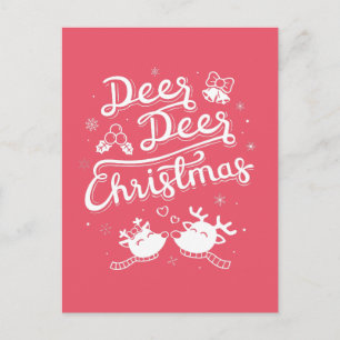 Schattig Hert Hert Kerst Typografie Pun Prentbrief Feestdagenkaart