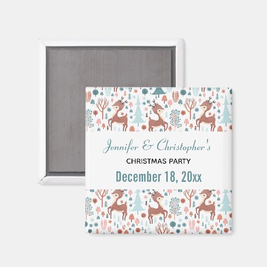 Schattig hert in Scandinavisch bos patroon save th Magneet (Voorkant / Achterkant)