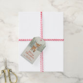Schattig hert in winterbos Prettig kerstfeest Cadeaulabel (Met Touw)