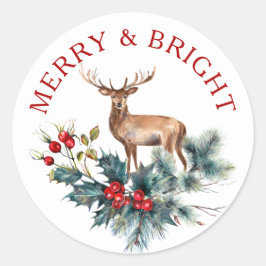 Schattig hert & kerst holly krans ronde sticker