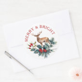 Schattig hert & kerst holly krans ronde sticker (Envelop)