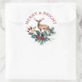 Schattig hert & kerst holly krans ronde sticker (Tas)