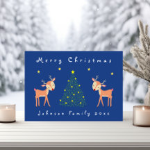 Schattig hert met kerstboom en sterren