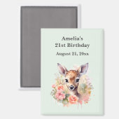 Schattig hert omringd door rozen verjaardag save t magneet (Voorkant / Achterkant)