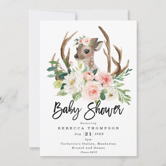 schattig hert - roest - modern baby shower kaart (Voorkant)