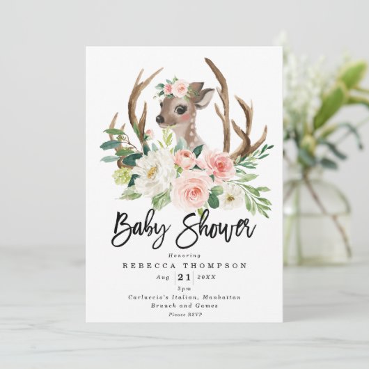 schattig hert - roest - modern baby shower kaart (Staand voorkant)