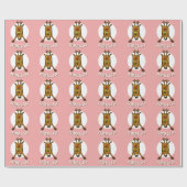 Schattig hert roze kerst kind naam cadeaupapier (Vlak)