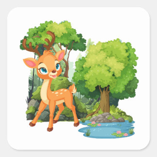 Schattig hert vierkante sticker