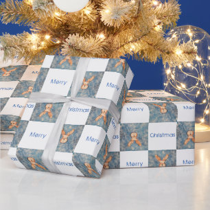 Schattig hert vrolijk kerstfeest kinderen vakantie cadeaupapier