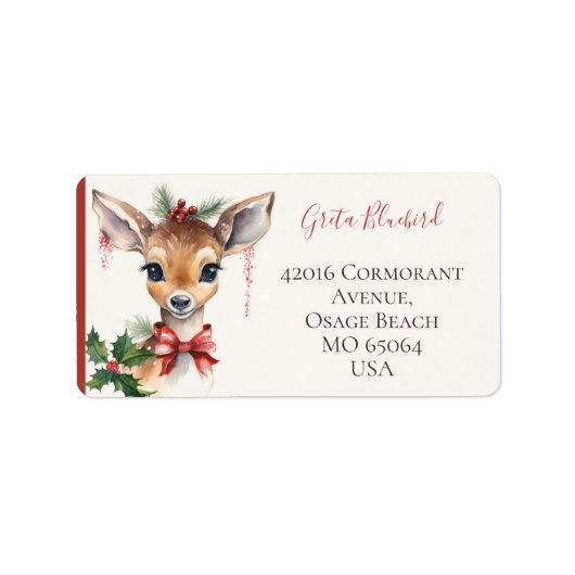 Schattig hert whimsische boho Kerstmis op maat Etiket (Voorkant)