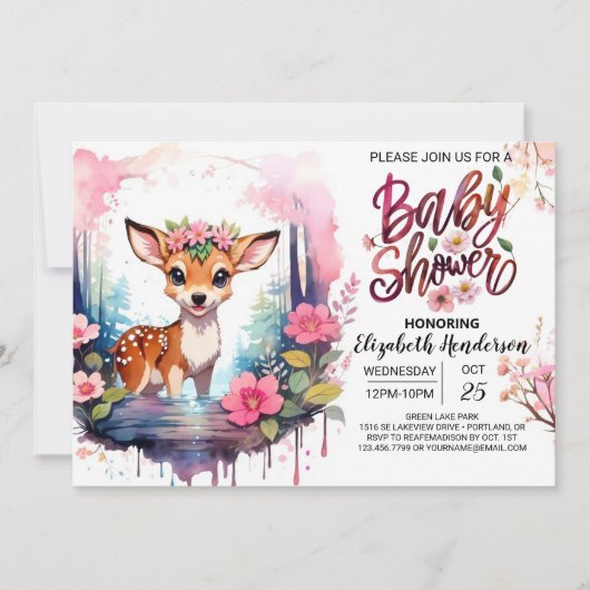 Schattig herten aangepaste Baby shower Kaart (Voorkant)