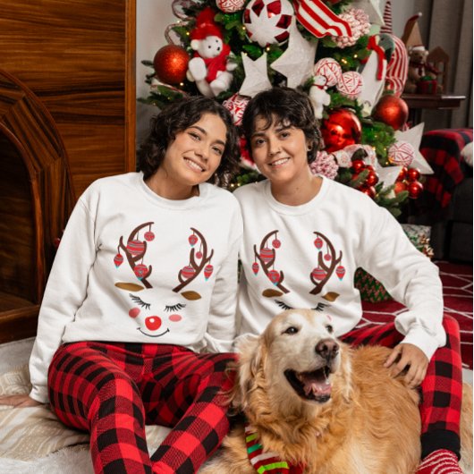 Schattig Herten Gezicht & Ornamenten op Antlers Vr Trui