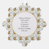 Schattig hertenpatroon Baby's eerste kerstfoto Ornament Kaart (Achterkant)