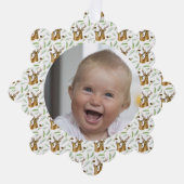 Schattig hertenpatroon Baby's eerste kerstfoto Ornament Kaart (Voorkant)