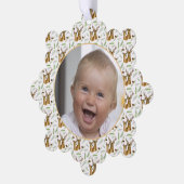 Schattig hertenpatroon Baby's eerste kerstfoto Ornament Kaart (Links)