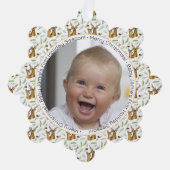 Schattig hertenpatroon Baby's Eerste Kerstmis Ornament Kaart (Voorkant)
