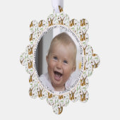 Schattig hertenpatroon Baby's Eerste Kerstmis Ornament Kaart (Links)