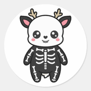 Schattig hertenskelet Halloween Ronde Sticker