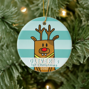 Schattig hertje baby`s eerste kerstfeest keramisch ornament