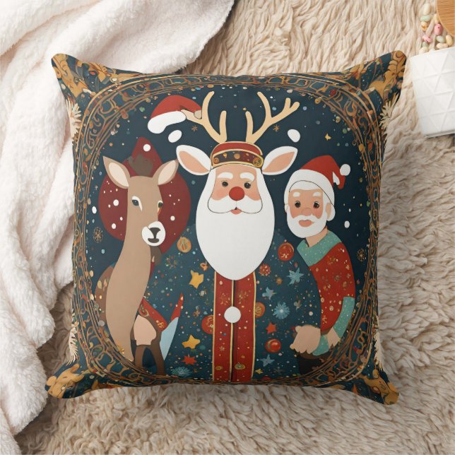 Schattig hertje Kerstman  Kussen (Deken)