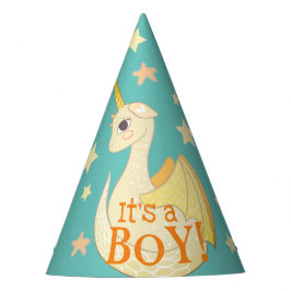Schattig Het Is Een Baby Jongen Verjaardag Draak A Feesthoedjes