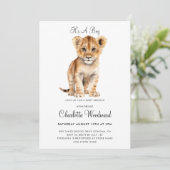 Schattig het is een jongensleeuwenwelp uitnodiging (Staand voorkant)