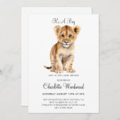 Schattig het is een jongensleeuwenwelp uitnodiging (Voorkant / Achterkant)