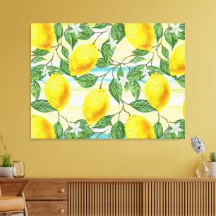 Schattig heup tropische zomer citroen fruit patroo canvas afdruk