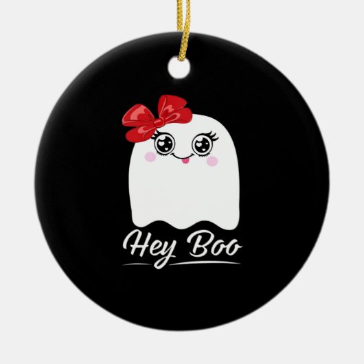 Schattig Hey Boo Halloween-ontwerp Keramisch Ornament (Voorkant)