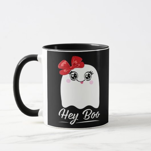 Schattig Hey Boo Halloween-ontwerp Mok (Links)