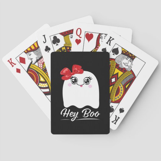 Schattig Hey Boo Halloween-ontwerp Pokerkaarten (Achterkant)