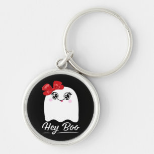 Schattig Hey Boo Halloween-ontwerp Sleutelhanger