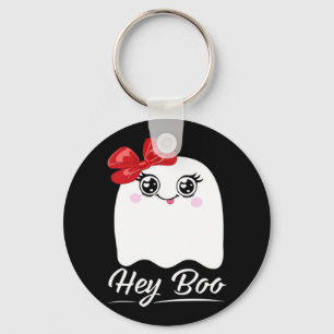 Schattig Hey Boo Halloween-ontwerp Sleutelhanger