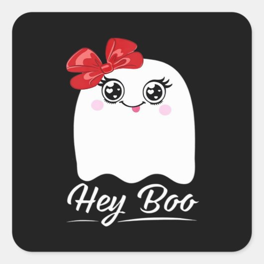 Schattig Hey Boo Halloween-ontwerp Vierkante Sticker (Voorkant)