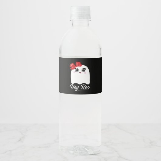 Schattig Hey Boo Halloween-ontwerp Waterfles Etiket (Voorkant)
