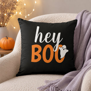 Schattig Hey Boo Spookje Zwart en Oranje Kussen