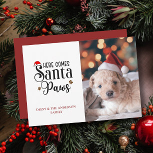 Schattig Hier Komt Kerstman Pootjes Hond Kerstmis Feestdagenkaart