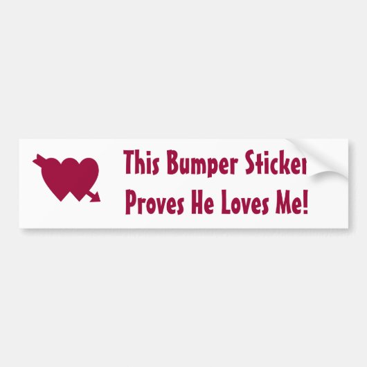 Schattig Hij Houdt Van Mij Quote Bumpersticker (Voorkant)