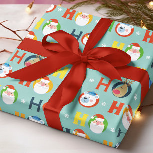 Schattig Ho Ho Ho Kerstman Sneeuwman Kerstpatroon Cadeaupapier