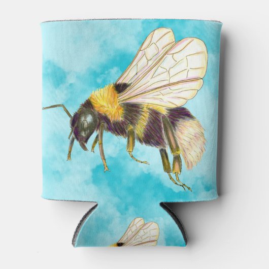  schattig hommel illustratie op wolken blikjeskoeler (Voorkant)