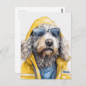 Schattig Hond in een gele regenjas Briefkaart (Voorkant / Achterkant)