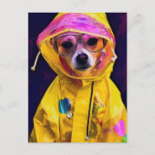 Schattig Hond in een Gele Regenjas Briefkaart (Voorkant)