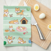 schattig hond spelen springen slapen theedoek (Quarter Fold)