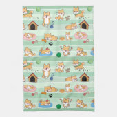 schattig hond spelen springen slapen theedoek (Verticaal)