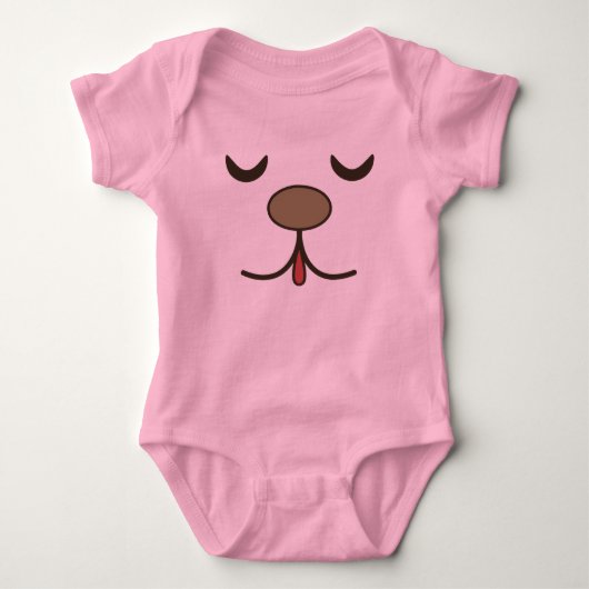 Schattig honden gezicht roze romper (Voorkant)
