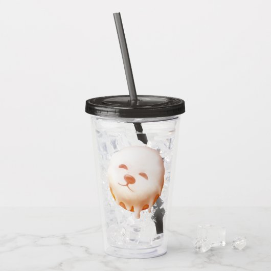 Schattig hondengezicht donut acryl drinkbeker (Voorkant ijs)