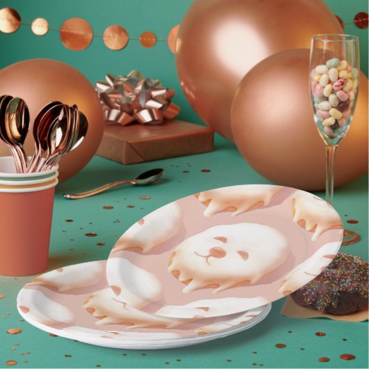 Schattig hondengezicht donut papieren bordje (Multi)