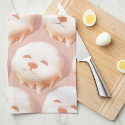 Schattig hondengezicht donut theedoek (Quarter Fold)